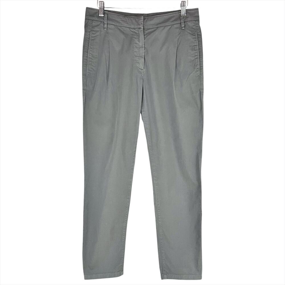 BRUNELLO CUCINELLI Women's Gray Stretch Cotton Chino Ankle Trouser Size 6
